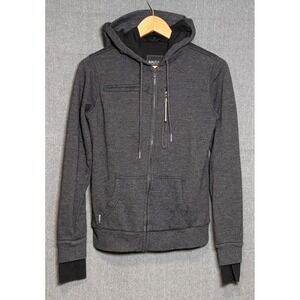 Baubax Men Travel Hoodie Charcoal Grey Full Zip Multi-Pocket Sweatshirt Small
